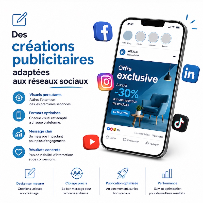 Création de publicités Facebook Instagram et LinkedIn